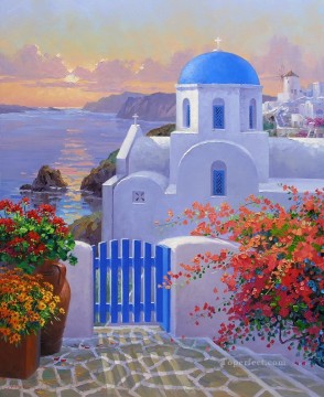 フラワーズ Painting - ギリシャの印象派の花